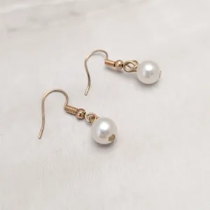 Vintage Faux Pearl Hook Dangle Earrings thumbnail 5