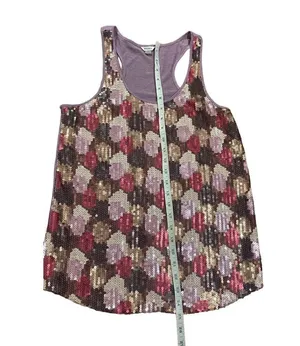 SEQUIN Fossil gold purple silver all-over sequin tank Small y2k vintage retro f… thumbnail 5
