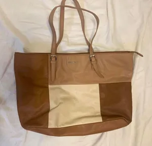 Nine West tan colorblock purse thumbnail 1