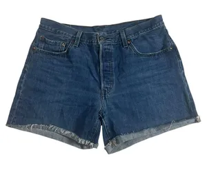 Levi’s Premium Medium Wash Cut Off Raw Hem Women’s Denim Jean Shorts Size W32 thumbnail 1