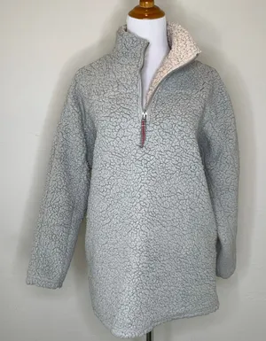 Gray Teddy Sweatshirt Pullover 1/4 zip Small Normcore Gorpcore thumbnail 1
