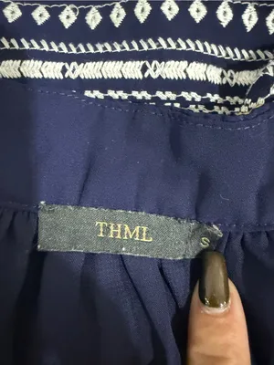 THML Navy Dress with White Embroidered Trim thumbnail 6