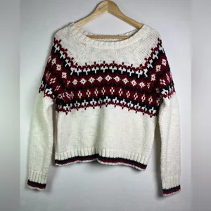 American Eagle Outfitters Women’s Large Fair Isle Chunky Knit Wool Blend Sweater thumbnail 2