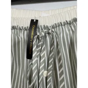 Gooseberry Intimates Le Boyfriend Unisex Long Pants Grey Stripe Poplin M NEW thumbnail 5