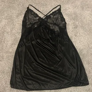 Sleek Black Lace and satin Chemise thumbnail 1