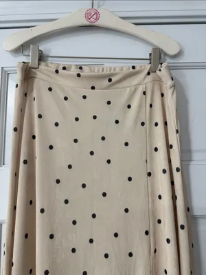 SINSAY Maxi Polka Dot Champagne Skirt With Sleet Size L thumbnail 3