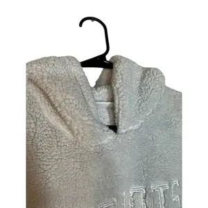 DKNY Sport White Patriots Cropped Teddy Bear Pullover Sweatshirt Womens Large thumbnail 4