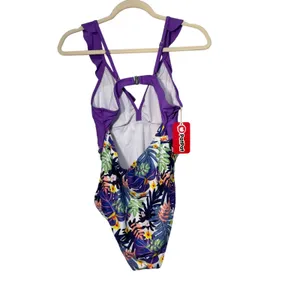 PatPat Women Purple Ruffle Tropical Floral‎ One Piece Swimsuit PS0005124 Medium thumbnail 8
