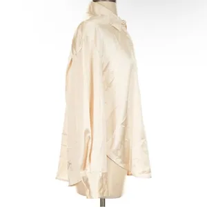 Daily Drills Ivory Champagne Button Down Long Sleeve Satin Resort blouse EUC thumbnail 6