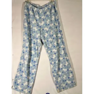 VS‎ Pink K Fleece Scottie Dog Polka Dot PJ Set Women L Blue Long Sleeve Cozy thumbnail 6