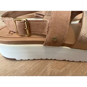 UGG Braelynn Metallic Gold Leather Straps Platform Sandal Womens Size U.S. 9.5 thumbnail 6