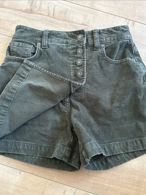 American Eagle Outfitters Corduroy Button-Front Skort in Olive Sz 00 thumbnail 2