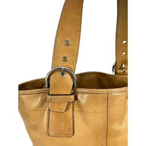 Coach Tan Leather Tote Shoulder Bag Adjustable Strap Hangtag Large Purse thumbnail 5