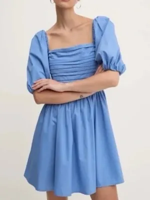 Abercrombie and Fitch Emerson Poplin Puff Sleeve Mini Dress in Powder Blue Small thumbnail 9