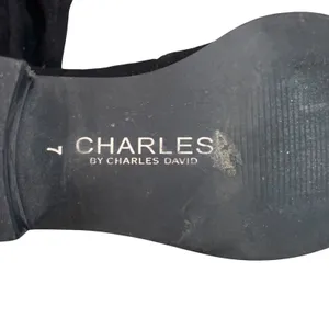 Charles by Charles David Black Faux Suede Lace Up Over The Knee Boots Size 7 thumbnail 5