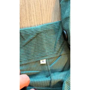 Green Corduroy Wide Leg Overalls XL Teal Ribbed Sleeveless Jumpsuit with Pockets thumbnail 6