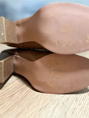 Tan Lace‎ Up Combat Ankle Boots Womens 7.5 Block Heel Side Zip Faux Leather thumbnail 5