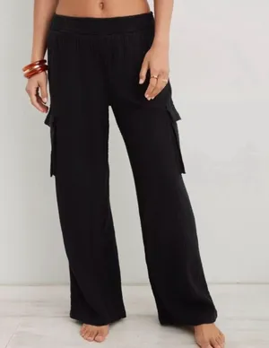 Aerie black wide leg pants thumbnail 1