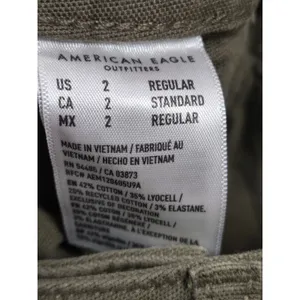 American Eagle Green Stovepipe Canvas Cuffed Straight Leg Pants Women's 2R thumbnail 4
