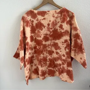 Pure Jill J. Jill Gauzy Tie Dye Minimalist Lagenlook Boho Top Medium thumbnail 3