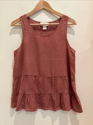 Cynthia Rowley Sleeveless Blouse 100% Linen Rose Size Small thumbnail 1