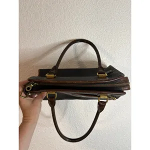 Vintage Dooney & Bourke Black and Tan Satchel All Weather Leather No Strap thumbnail 6