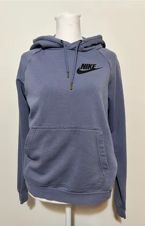 Nike Slate Blue Drawstring Pullover Hoodie with Black Logo thumbnail 1
