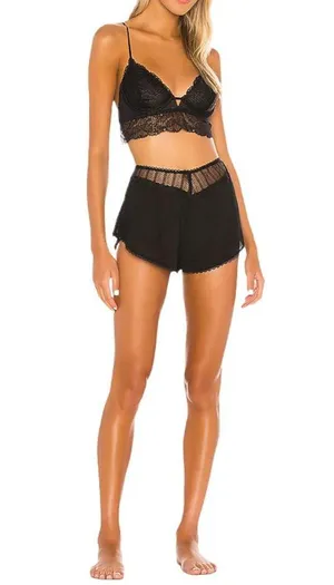 FREE PEOPLE Black Alyssa Lace Plunge Underwire Bra Bralette Crop X-Small NWT thumbnail 8