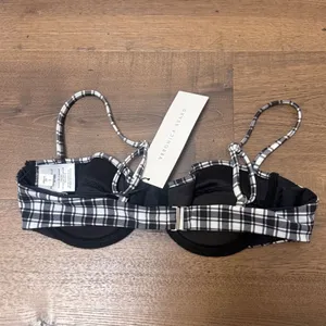 Veronica Beard Dyer Bikini Top Black‎ White Plaid Underwire Swim Small NEW thumbnail 7