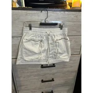 Zara White Cargo Mini Skirt Elastic Waist Utility Gorpcore Pockets Large thumbnail 2