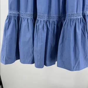 Francesca's Collections Blue Maxi Skirt Lace Accent western boho country cottage thumbnail 10
