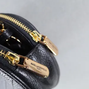Karl Lagerfeld Paris Charlotte Crossbody Leather Black Gold Chain‎ Round Pattern thumbnail 8