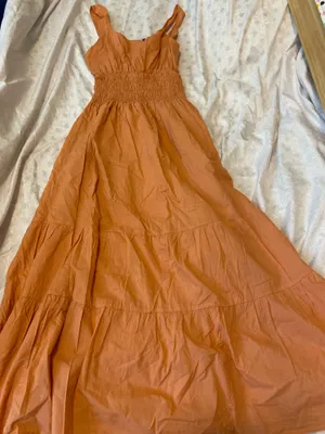 needii smocked dress orange 100% cotton thumbnail 1