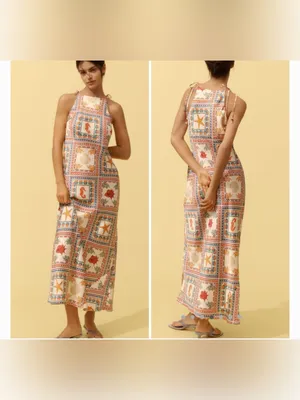 Anthropologie Tie-Neck Column Midi Dress thumbnail 2