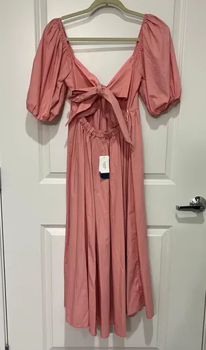 Abercrombie O Ring Midi Dress Pink Small thumbnail 3