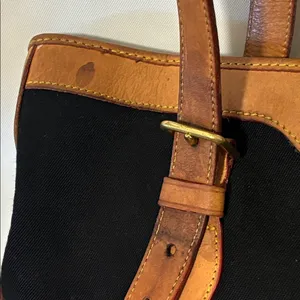 Dooney & Bourke Cabriolet Bucket Shoulder Bag Black w/ Brown Leather Trim thumbnail 3