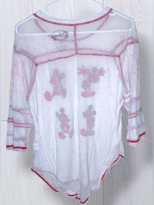 DISNEY Mickey Mouse Poses White & Red Contrast Stitch Long Sleeve Shirt thumbnail 4