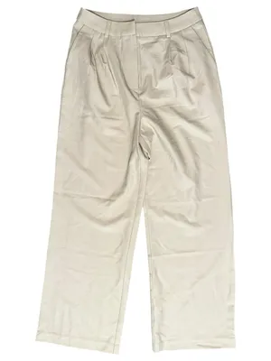 Commense NWT Women’s Sz M Light Beige Wide Leg High Waist Pleated Pants Trousers thumbnail 2