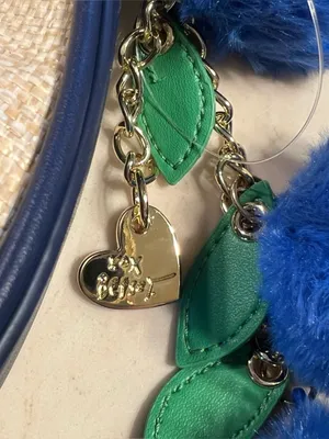 🫐👜BETSEY JOHNSON Straw Blueberry Shoulder Bag With Blueberry Pom-Pom Charm thumbnail 8