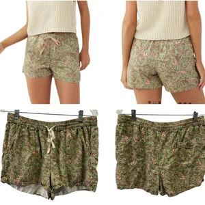 Viscose Oneill Fran Green Floral Print Drawstring Waist 4 Pocket Shorts Womens L thumbnail 5