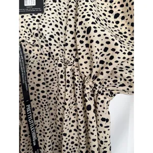 PrettyLittleThing Stone Dalmatian Tie Waist Batwing Sleeve Maxi Dress USA 6 NWT thumbnail 5