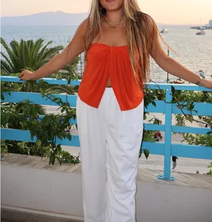 White high waisted line trousers  thumbnail 2