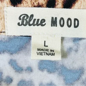 Blue Mood Large Animal Print Button Front Top w/Tabbed Sleeves & Decor Z thumbnail 8