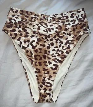 Aerie High-Waisted Crossover Bikini Bottoms Cheetah Print thumbnail 1