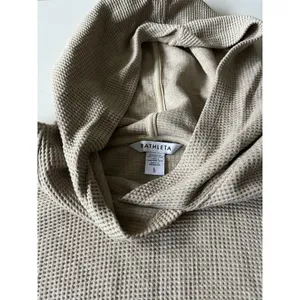 Athleta Waffle Crop Oversized Hoodie Beige Large thumbnail 4