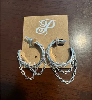 Silver Chain Hoop Earrings thumbnail 2