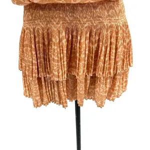 Current Air Los‎ Angeles The Wyland Dress Smocked Mini Orange Floral Size Small thumbnail 8