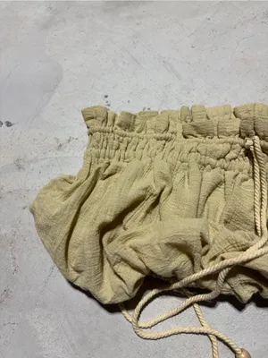 Free people Smocked Drawstring Bandeau Top strapless Pale Yellow XS thumbnail 2