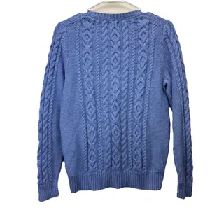 LL Bean Blue Double L Mixed Cable‎ Crew Neck Pullover Sweater Size MEDIUM thumbnail 7