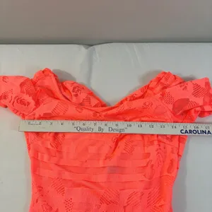 Windsor Neon‎ Coral Orange Floral Lace Open Back Bodycon Mini Dress Medium thumbnail 6